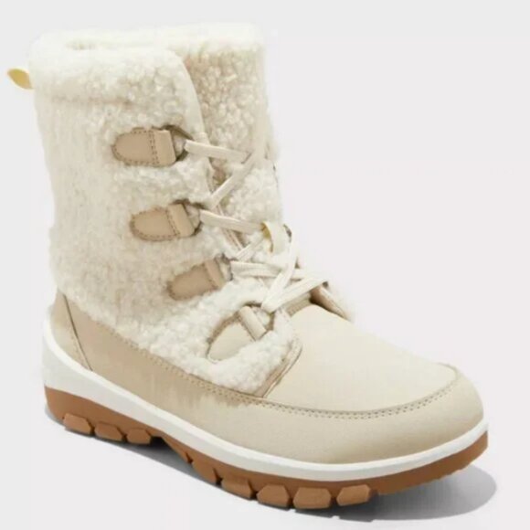 Shoes - Women's Corie Shearling Hiker Winter Boots - Universal Thread Cream 11